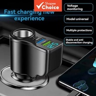 4-in-1 66W Car Charger Fast Charging Digital Cigarette Lighter Charger Dual USB Car Phone Charger Ad
