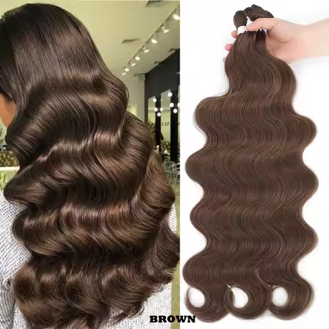 Body Wave Bundles Brazilian Hair Weave Bundles Deal 1/3/4 PCS 1B/Natural/Brown/Piano Blonde Syntheti