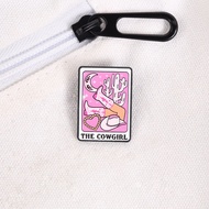 The Cowgirl Tarot Card Enamel Pin Pink Western Cowgirl Lapel Pin Cute Coastal Cowgirl Brooch Badge f