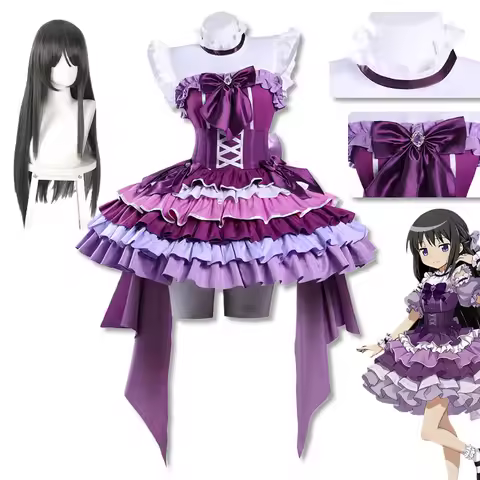 Akemi Homura Cosplay Wig Dress Costume Puella Magi Madoka Magica Fighting Uniform Akemi Homura Anime