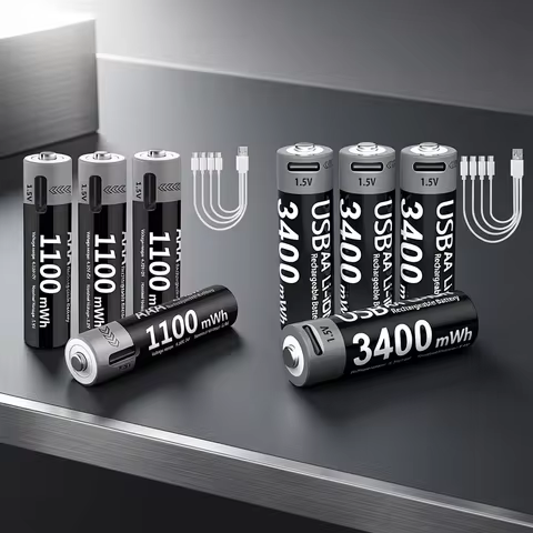 Batteries Rechargeable AA Kuugro Li-ion AAA and AA Rechargeable Batteries USB Lithium-ion 3400mWh 1.