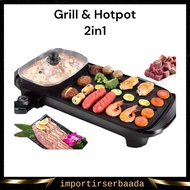 IMP- Grill Pan Electric BBQ Hot Pot 2 IN 1 Multifunction Grill Electric Pan BBQ and Steamboat