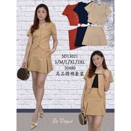 KATUN Women's Shorts Skirt Set with Checkered Collar, Polyester Cotton - BEVOGUE 30480 Brick, Navy, 