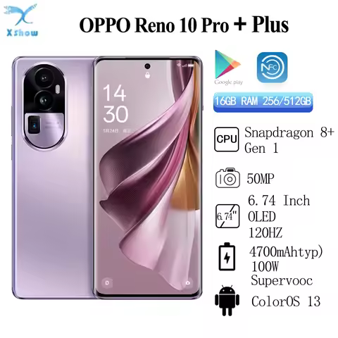 New Original OPPO Reno 10 Pro + Plus Snapdargon 8+ Gen 1 4700mAh 100W Super VOOC 6.74 Inch OLED 120H