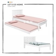 White Wooden Single Pull Out Bed | Pull Out Bed Kayu | Katil Kayu | Katil Pull Out Single Kayu | Kat
