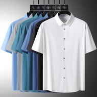 2023 Summer Fashion OverSize 7XL 8XL Business Black White Shirts For Men's Short Sleeves Casual Blou