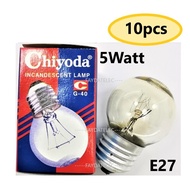 10PCS CHIYODA 5W G40 5WATT E27 INCANDESCENT BULB (CLEAR)