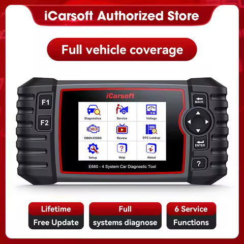 iCarsoft E660 2025 Version 4 Systems OBD2 Scanner, ABS SRS Engine Transmission Car Code Reader with 