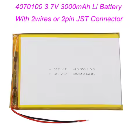 3.7V 3000mAh 11.1Wh Rechargeable Li-Polymer Li Lithium Battery JST 2Pin 1.0/1.25/1.5/2.0/2.54 407010