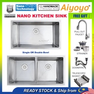 Nano Kitchen Sink Stainless Steel 304 Sinki Dapur Double Sink Double Bowl Single Bowl Basin Singki