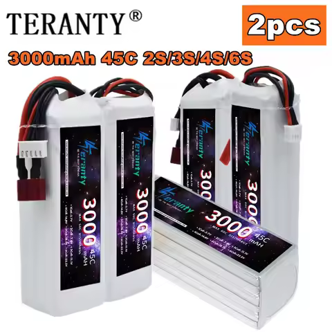 TERANTY 2PCS 3000MAH Lipo Battery 2S 3S 4S 6S For RC Helicopter Aircraft Quadcopter Cars 45C 7.4V 11