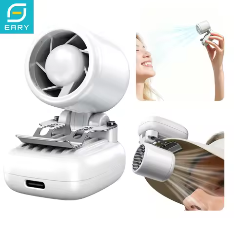 Eary Outdoor Wearable Hat Clip Fan 1200mAh USB Rechargeable Portable Handheld Backpack Cooler 3 Spee