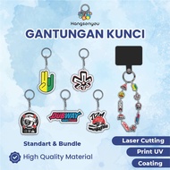 GANTUNGAN Acrylic Round Keychain Keychain + JDM Japan Domestic Market Sticker