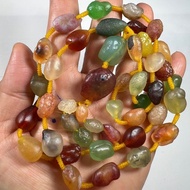 545-TIBETAN Agate Stone Necklace (NATURAL) 6mm 5 to 17mm 5, about 73cm long.