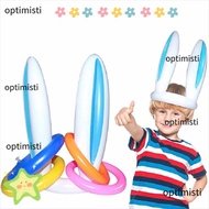 OPTIMISTI Ring Toss Game, Bunny Ears Shape PVC Inflatable Bunny Ears, Fun Colorful Ring Toss Set Eas