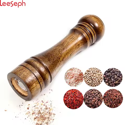 Salt and Pepper Mills, Solid Wood Pepper Mill with Strong Adjustable Ceramic Grinder 5" 8" 10" - Kit