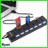 USB 2.0 Hub 7-Port High Speed Adapter With Switch