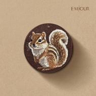 EMJOUR Double-Sided Embroidery Charm-Squirrel | Animal Souvenir Gift Key Ring Bag Accessories Decora