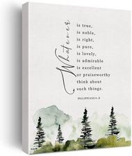 Bible Verse Watercolor Canvas Print Decor Whatever Is True Philippians 4 : 8 Wall Painting Posters A