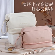 Double Layer PU Makeup Bag | Beg Kosmetik Wanita Waterproof Large Capacity Travel Cosmetic Pouch Wit