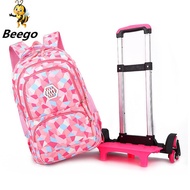 2018 New Removable Children School Bags with 6 Wheels for Girls Trolley Backpack Kids Wheeled Bag Bo