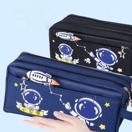 Astronaut Portable Pencil Case for Children Double Layer Stationery Bag Storage 1N4G