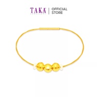 TAKA Jewellery 999 Pure Gold Disco Ball with Cord Bracelet