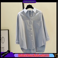 Women Long Sleeve Shirt Korean Style Plus Size Loose White Blouse Putih Murah Labuh Blause Wanita Baju Kemeja Perempuan