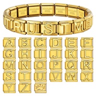 9mm Gold Color 26 Letter A-Z Stainless Steel Charms Bulk Personalized Name Italian 3D Stereoscopic B