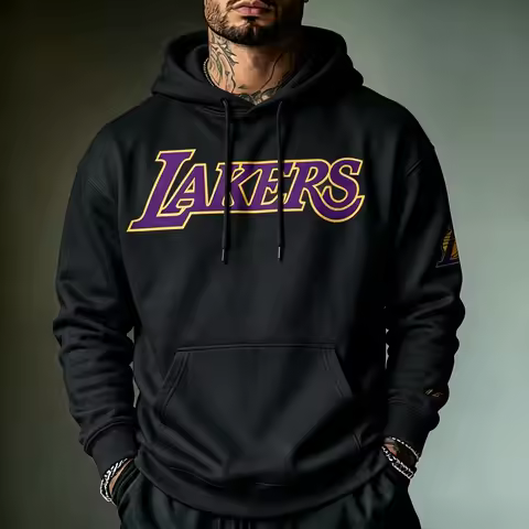 Los Angeles Lakers hoodie - Fashionable trend street style men's fitness muscle casual hooded sweats