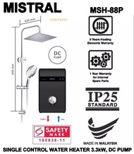 MISTRAL MSH-88P SINGLE CONTROL WATER HEATER 3.3kW, DC PUMP