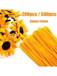200pcs Golden Yellow Pipe Cleaners Craft Supplies, 500 Golden Yellow +50 Floral Stem Wires, Pipe Cle