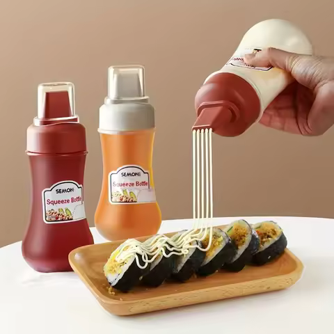 Squeeze Sauce Bottle, Leak Proof Refillable Condiment Container for Salad Ketchup, Squeeze Sauce Bot