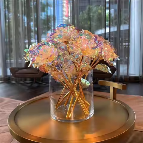 Foil Golden Rose Flower Artificial Flowers 24k Roses Wedding Gift For Guests Home Decor Valentine'S 
