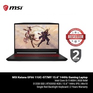 MSI Katana GF66 11UC-077 15.6" FHD Gaming Laptop ( I5-11400H, 8GB, 512GB SSD, RTX3050 4GB, W10 )