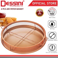 DESSINI ITALY 2 Pcs Copper Crispy Mesh Tray Air Fryer Oven Non-Stick Baking Grill Deep Basket Oil Dr