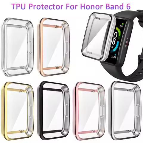 1PC TPU Soft Protective Cover For Honor Band 6 Case Full Screen Protector Shell Bumper Plated Cases 