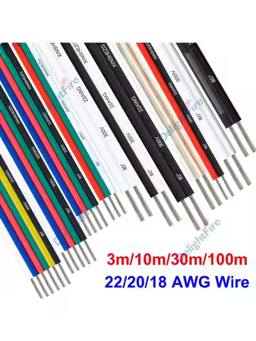 2/3/4/5/6Pin LED Strip Extension Wire 18 20 22 AWG 12V Hookup Wire For WS2812B 5050 RGB RGBWW LED Li