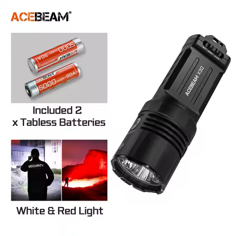 ACEBEAM Tactical Flashlight X30 USB C Charging Output CREE XHP70.2 LED 20000 Lumen 600 Meters Dual-S