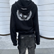 VETEMENTS vtm Black Wheat Ear Zipper Hoodie boxy Version Short Wide