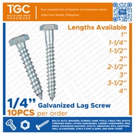 TGC 10PCS Lagscrew 1/4 inches Lag Screw | Expansion Bolt | Lag Bolt