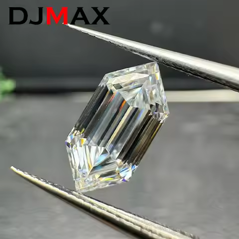 DJMAX Rare Long Hexagon Cut Moissanite Loose Stone D Color VVS1 Super White Certified Champagne Dutc