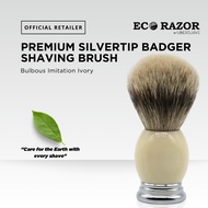 Ubersuave Eco-Razor Large Knot Bulbous Imitation Ivory Shaving Brush (Premium Silvertip Badger)
