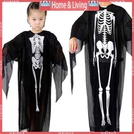 Halloween Skull Skeleton Costume - Spooky Robe for Kids & Adults