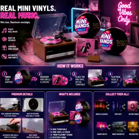 ！newRelease: Zuru Mini Brands Vinyl Surprise Ball with Mini Playable Discs – Collectable Gift Ideal 