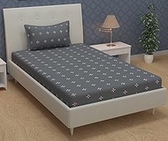 KAWI Single Bedsheet Elastic Fitted Glace Cotton with 1 Pillow Cover (72"X 48"Xup to 6 Inch Mattress