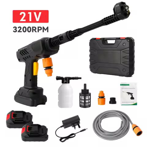 6-In-1 Cordless Pressure Washer 21V 500PSI 3200RPM Electric Power Washer with 10M (32.8FT) Hose 2xBa