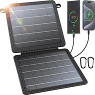10W Solar Charger, IP65 Waterproof, Foldable with Dual USB Outputs (5V/2A Max) for iPhone, iPad, Sam
