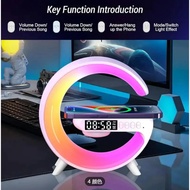 G63 Multifunctional Bluetooth Speaker Wireless Charger Lamp Alarm Clock RGB LED Atmosphere Light