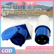 32 Ampere 3Pin 3-Pin Generator Hole Socket 3 Phase Industrial Plug Mounting Male + Wall Socket